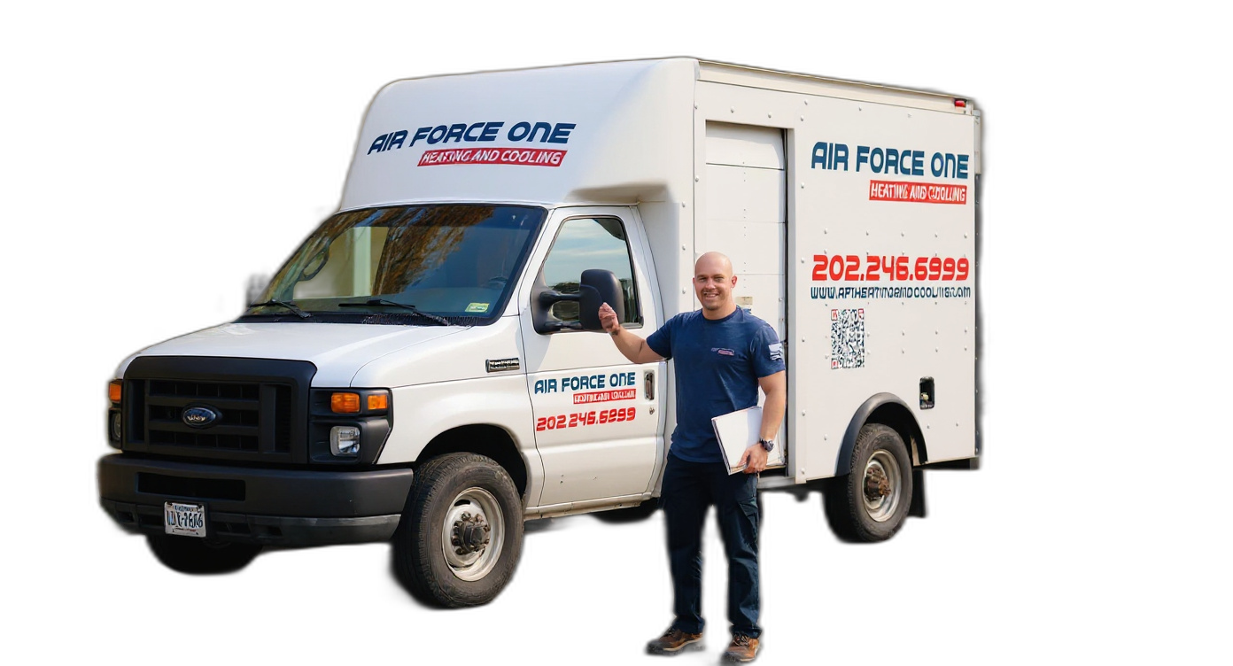 Jim giving thumbs up by the AF1 service truck